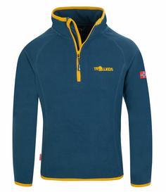 Trollkids Nordland Fleecejacke Kinder Mystik Blau / Goldgelb