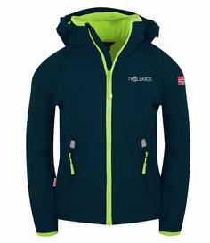 Trollkids Rondane Softshelljacke Kinder Marineblau / Limette