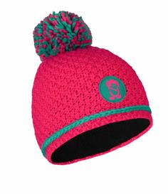 Rückansicht von Trollkids Hemsedal Bommelmütze Kinder Pink/Pfauengrün