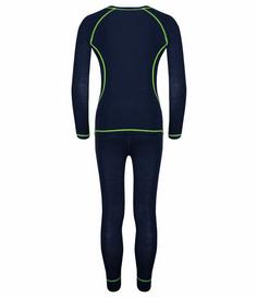 Rückansicht von Trollkids Merino Wäscheset Kinder Marineblau / Vipergrün