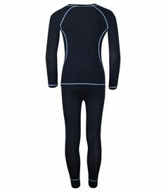 Rückansicht von Trollkids Merino Wäscheset Kinder Anthrazit / Mittelblau