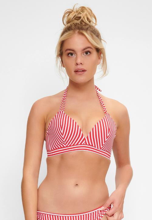 Rückansicht von LingaDore Triangle Bikini Bikini Oberteil Damen Red Stripe