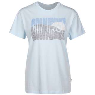 CONVERSE Converse Mountain Reverse Print T-Shirt Damen blau