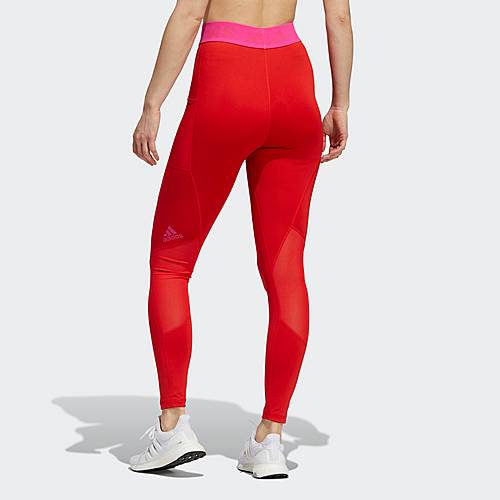 adidas Synthetik Techfit Badge of Sport Tight in Rot Damen Bekleidung Jeans Bootcut Jeans 
