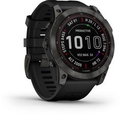 Garmin fenix 7X Sapphire Solar Titan Sportuhr schwarz-schiefergrau