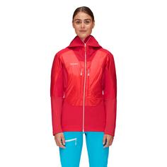 Rückansicht von Mammut Eisfeld Hybrid Hooded Softshelljacke Damen azalea