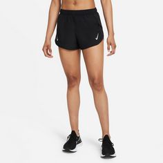 Rückansicht von Nike TEMPO RACE Funktionsshorts Damen black-reflective silv