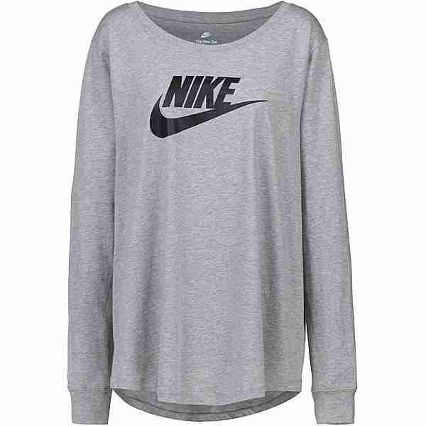 Nike ESSENTIAL Langarmshirt Damen dk grey heather-black
