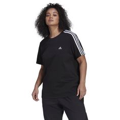 Rückansicht von adidas ESSENTIALS SLIM 3-Streifen T-Shirt Damen black-white