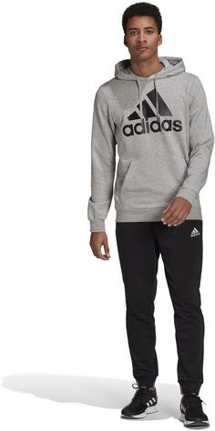 Rückansicht von adidas AEROREADY Essentials Kangaroo Trainingsanzug Herren medium grey heather-black black-white