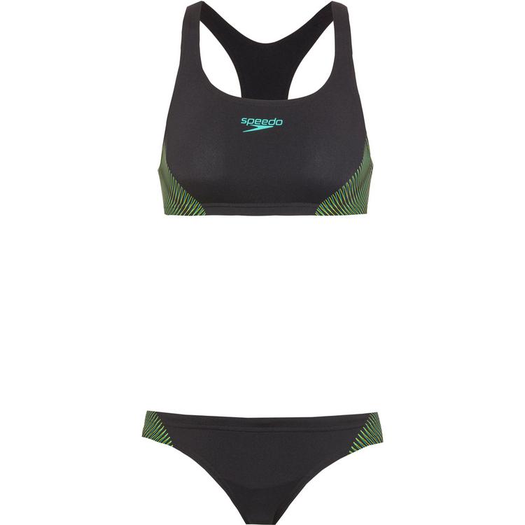 SPEEDO SPEEDO Placement Bikini Set Damen - black-tile-atomic lime - 0 | SportScheck