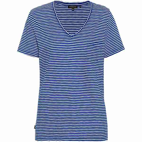 Superdry V-Shirt Damen voltage blue stripe