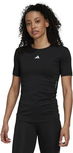 Rückansicht von adidas TECHFIT TRAINING Funktionsshirt Damen black-white