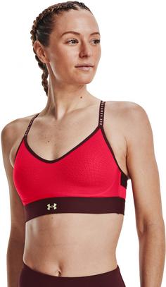 Rückansicht von Under Armour Infinity Sport-BH Damen radio red-chestnut red-phosphor green