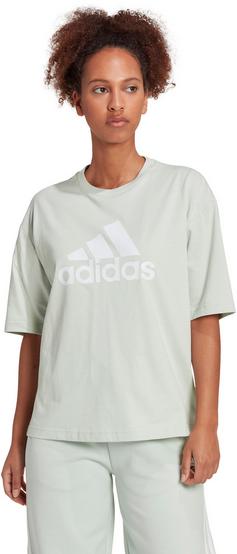 Rückansicht von adidas Badge of Sport T-Shirt Damen linen green