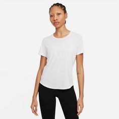 Rückansicht von Nike Dri-FIT One Luxe Tennisshirt Damen white-reflective silv