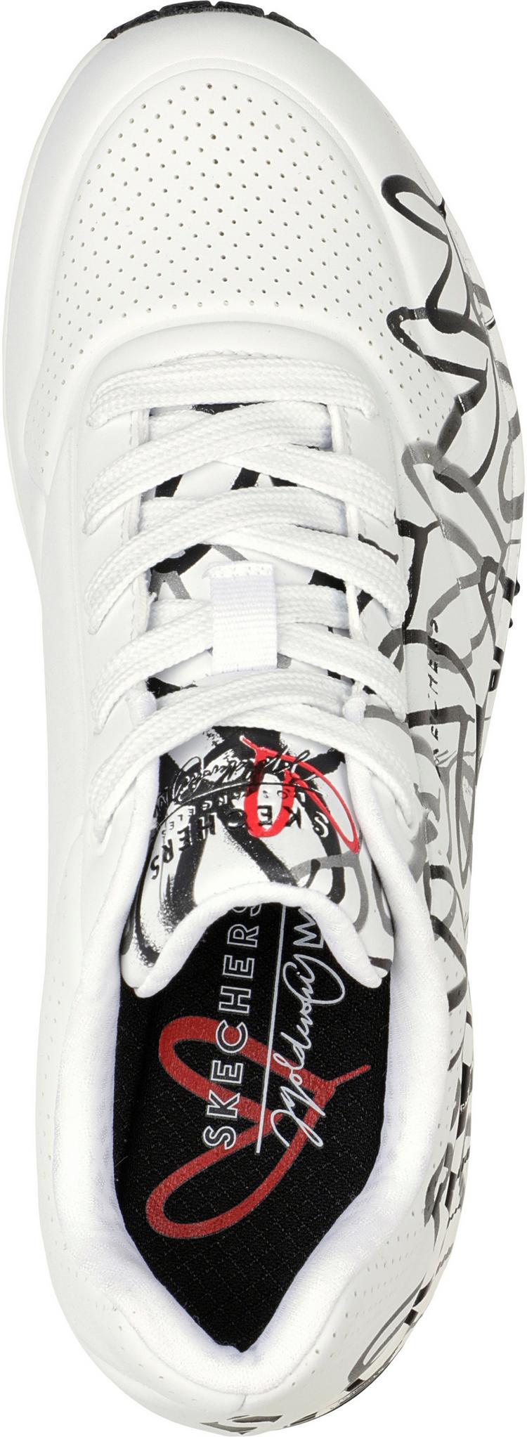 Skechers Skechers Uno Sneaker Damen - white duraleather w black and grey heart print-mesh trim - 0 | SportScheck