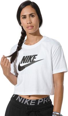 Rückansicht von Nike NSW Essential Croptop Damen white-black