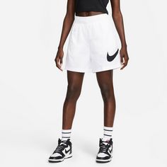 Rückansicht von Nike NSW Essentiel Shorts Damen white-black