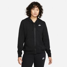 Rückansicht von Nike NSW CLUB Sweatjacke Damen black-white