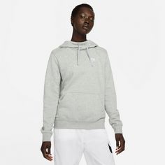 Rückansicht von Nike NSW CLUB Hoodie Damen dk grey heather-white