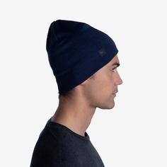 Rückansicht von BUFF Merino Beanie melange night blue