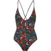 Calvin Klein PLUNGE ONEPIECE Badeanzug Damen - frances flower crocodile aop