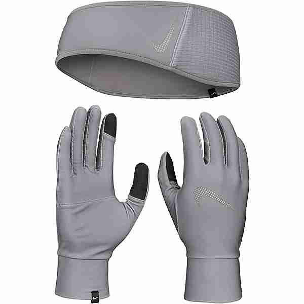 Nike Essential Set Stirnband und Handschuhe Damen smoke grey-particle grey-silver