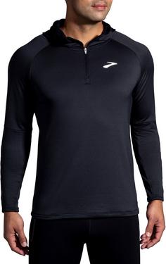 Rückansicht von Brooks Notch Thermal Laufhoodie Herren black