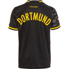 Rückansicht von PUMA Borussia Dortmund 22-23 Auswärts Fußballtrikot Kinder puma black-asphalt