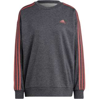 adidas Essentials Studio Lounge 3-Streifen Sweatshirt Damen dark grey heather-wonder red