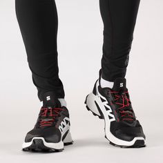 Rückansicht von Salomon SUPERCROSS 4 Trailrunning Schuhe Herren black-white-fiery red