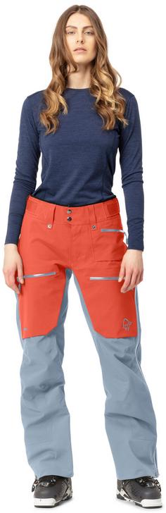 Rückansicht von Norrøna GORE-TEX Lofoten Pro Skihose Damen orange alert-blue fog