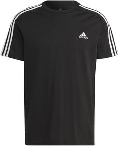 adidas ESSENTIALS SINGLE JERSEY 3-STREIFEN T-Shirt Herren black-white