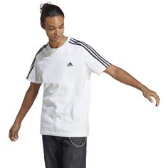 Rückansicht von adidas ESSENTIALS SINGLE JERSEY 3-STREIFEN T-Shirt Herren white-black