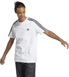 Rückansicht von adidas ESSENTIALS SINGLE JERSEY 3-STREIFEN Herren white-black