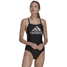 Rückansicht von adidas BIG LOGO SUIT Schwimmanzug Damen black-white