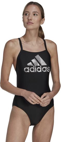 Rückansicht von adidas BIG LOGO SUIT Schwimmanzug Damen black-white
