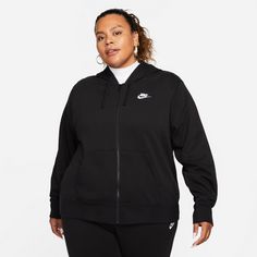 Rückansicht von Nike CLUB PLUS Sweatjacke Damen black-white