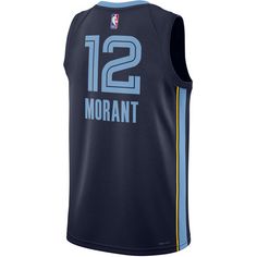Rückansicht von Nike Ja Morant Memphis Grizzlies Basketballtrikot Herren college navy