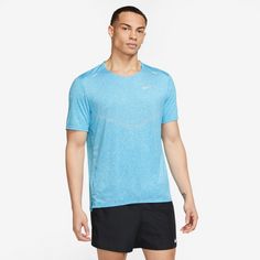 Rückansicht von Nike Rise 365 Funktionsshirt Herren baltic blue-htr-reflective silv