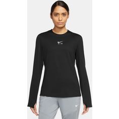 Rückansicht von Nike DF AIR Funktionsshirt Damen black-white-fossil stone