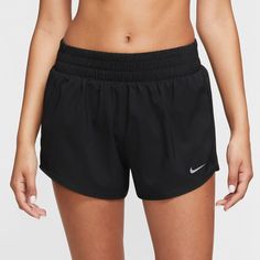 Rückansicht von Nike ONE Dri Fit Funktionsshorts Damen black-reflective silv