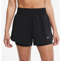 Rückansicht von Nike ONE Dri Fit Funktionsshorts Damen black-reflective silv