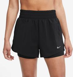 Rückansicht von Nike ONE Dri Fit Funktionsshorts Damen black-reflective silv