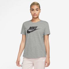 Rückansicht von Nike Essential Icon Futura T-Shirt Damen dark grey heather