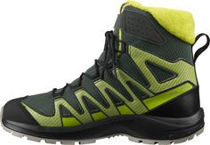 Rückansicht von Salomon XA PRO V8 WINTER Wanderschuhe Kinder urban chic-black-evening primrose