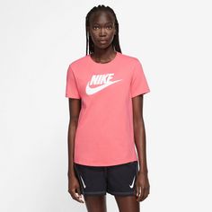 Rückansicht von Nike Essential Icon Futura T-Shirt Damen sea coral-white