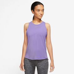 Rückansicht von Nike One Luxe Funktionstank Damen space purple-reflective silv