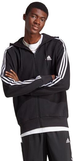 Rückansicht von adidas ESSENTIALS FRENCH TERRY Sweatjacke Herren black-white